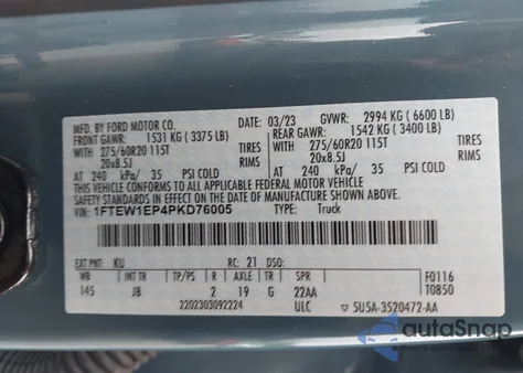 2023 Ford F-150 Xl from USA, damaged, VIN 1FTEW1EP4PKD76005